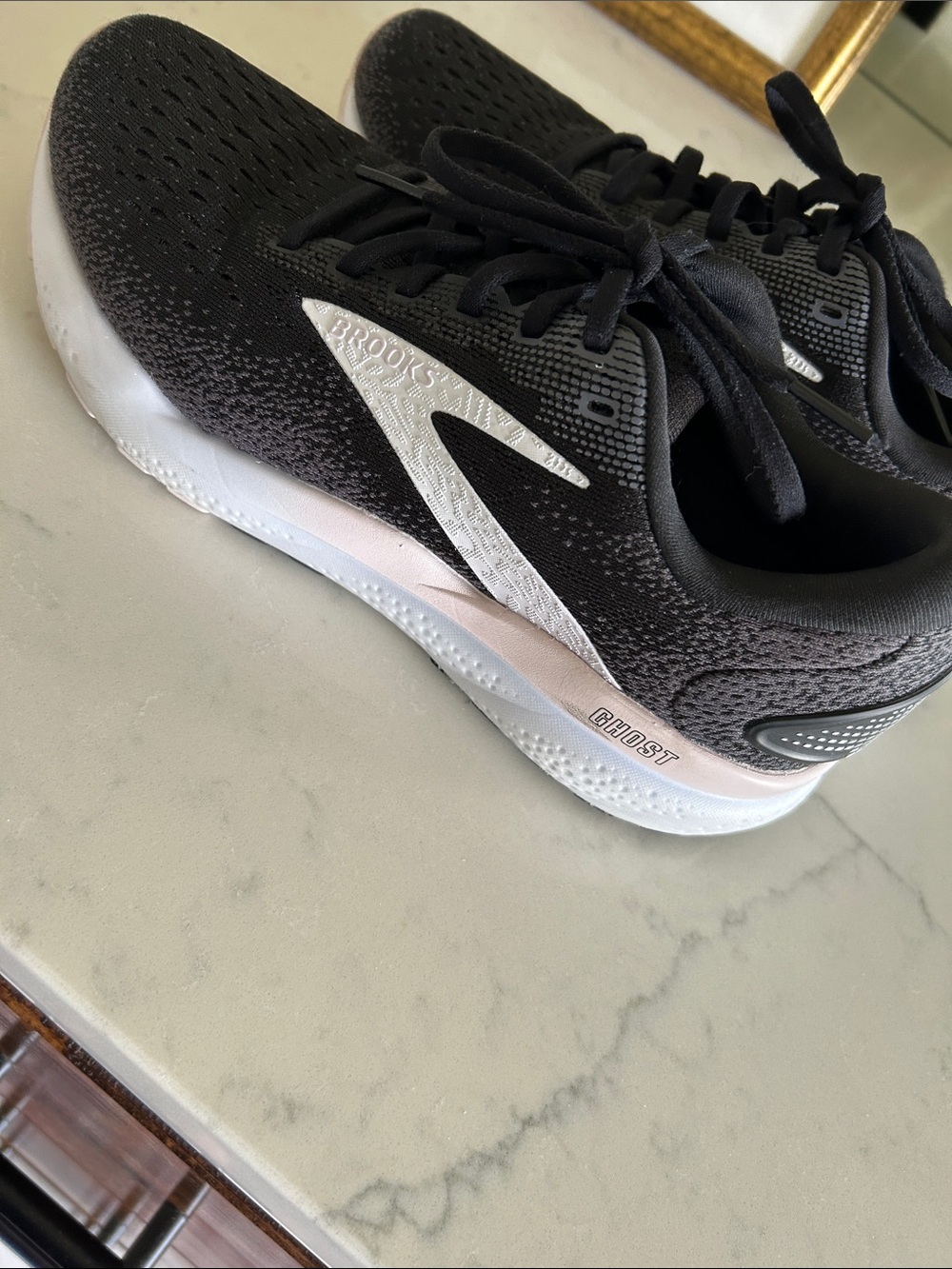 Brooks Women's Ghost Running Shoes - Black with White Accent
